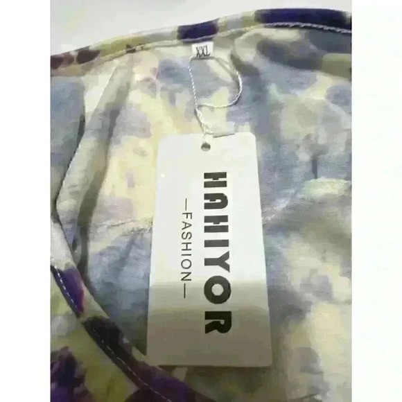 Plus Tie Dye Pleated 3 Button Casual Flowy Pullover Blouse Top NWT Size XXL - Picture 7 of 7